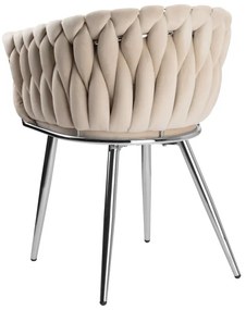 Jedálenská stolička COFTON zamatová, strieborná / béžová