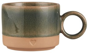 Ib Laursen Kameninový hrnček Heart Green Edge Matt 290 ml
