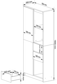 Skriňa Rexa II 80 cm biela/čierna