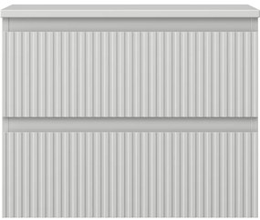 Mexen Rivel, kúpeľňová skrinka 60 cm s pracovnou doskou, 2 zásuvky, drážkovaná, matná sivá, 91A20-06047-2-BFFC62