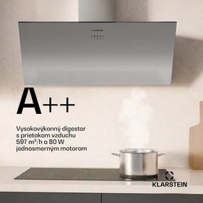 Klarstein Silver Lining komínová digestoř | odťah a recirkulácia | kvalitný dizajn | 557 m³/h | 90 cm