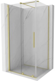 Mexen Velar sprchová kabína, posuvné dvere 100 x 80 cm, Priehľadné, Zlatá kefovaná- 871-100-080-01-55