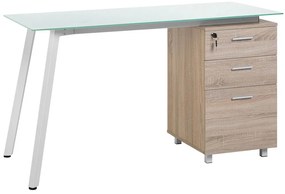 Písací stôl 130 x 60 cm biely svetlé drevo MONTEVIDEO Beliani