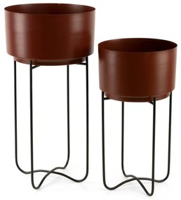 Set 2 kvetináčov DONICA 206 hnedý / čierny