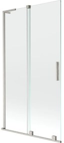 Mexen Velar L, 2-krídlová posuvná vaňová zástena 100 x 150 cm, 8mm číre sklo, brúsená oceľ, 896-100-003-01-97