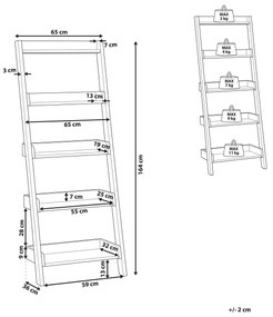 Rebríkový regál s 5 policami biela/tmavé drevo MOBILE TRIO Beliani