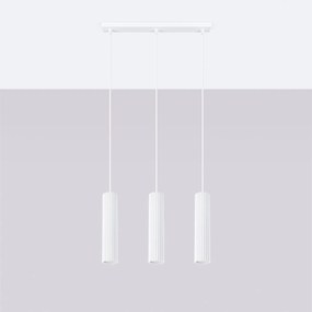 Závesné svietidlo Karbon, 3x biele kovové tienidlo