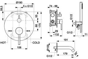 KFA Armatura 5039-401-00 - Vaňová sada s podomietkovou batériou MOZA lesklý chróm