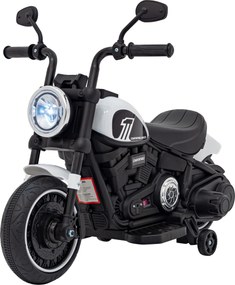 Ramiz Elektrická motorka Chopper FASTER pre deti biela + FM rádio + audio panel + LED
