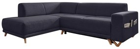 Antracitová rozkladacia/s úložným priestorom rohová pohovka (ľavý roh/do L) Classy Sophie – Miuform