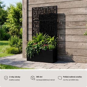 Záhradná kovová pergola s kvetináčom 3v1 čierna, 900x1800x300 mm: ROSE