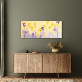 Obraz - Fialové a žlté kvietky (120x50 cm)