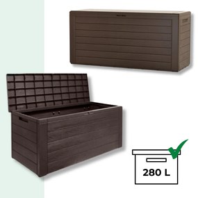 Prosperplast Úložný box WOODEBOX, 280L, 120x46x57cm, tmavo hnedá