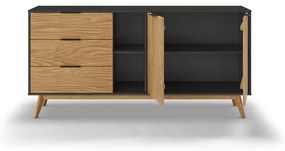 Čierna/prírodná nízka komoda z borovicového dreva 165x80 cm Lavis – Marckeric