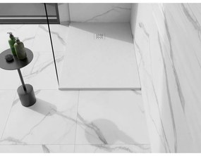 Mexen Stone+, obdĺžniková vanička z minerálneho kompozitu 80 x 70 cm, biela, biela krytka, 44107080-W