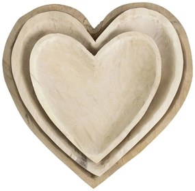 Set 3ks vydlabaných drevených misiek - 38 * 38 * 11cm / 33 * 33 * 9cm / 25 * 25 * 5cm