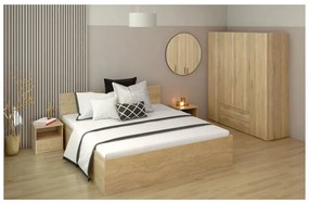 Tempo Kondela Posteľ s kovovým roštom a úložným priestorom, 180x200, dub sonoma, DOLI