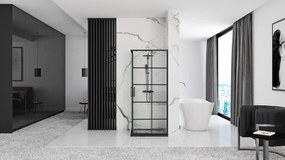 Rea Concept, sprchovací kút 90x90x190 cm, čierny profil + čierna sprchová vanička Savoy, KPL-K1002