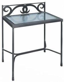 IRON-ART Nočný stolík GRANADA - so sklenenou doskou, kov + sklo