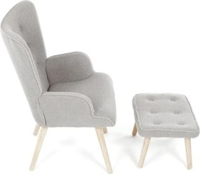 Kreslo sivé bouclé s podnožkou AK-319 GREY2