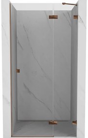 Mexen Lunar, výklopné pravé sprchové dvere 80 cm, 8mm číre sklo, ružové zlato profil, 834-080-000-60-00-P