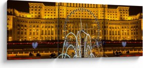 Obraz - Palác parlamentu, Bukurešť Rumunsko (s hodinami) (90x30 cm)