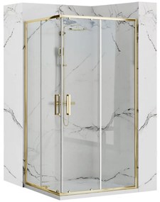 Rea Punto, sprchovací kút 100x80x190 cm, 5mm číre sklo, zlatý lesklý profil + biela sprchová vanička Savoy, KPL-K6442