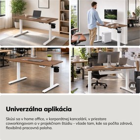 Elektrický stôl s nastaviteľnou výškou ergonomický biely/orech,1200x600 mm: ARIA