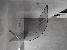 Mexen Mist, polkruhový výklopný sprchový kút 80 x 80 cm, číre sklo, chrómový profil, 8A33-080-080-01-00