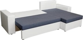 Rohová sedacia súprava Samba II, biela ekokoža/tmavo modrá látka