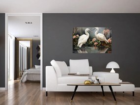 Obraz - Žeriavy biely (90x60 cm)