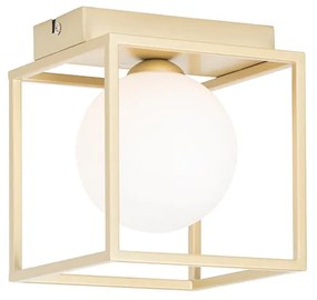 Dizajnové stropné svietidlo zlaté s bielym sklom - Aniek