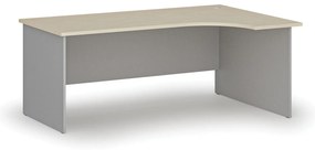 Rohový kancelársky písací stôl PRIMO GRAY, 180x120 cm, pravý, sivá/breza
