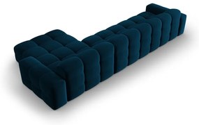 Tmavomodrá zamatová rohová pohovka (pravý roh) Kendal - Micadoni Home