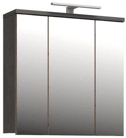Závesná kúpeľňová skrinka so zrkadlom VENOM antracit/hnedá