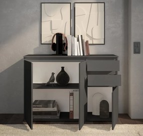 Komoda s 2 šuplíkmi Brest, 119 cm, antracitová