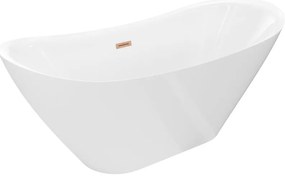 Mexen Lotos, voľne stojaca vaňa 150 x 75 cm, biela, medený matný prepad, 52051507700-65