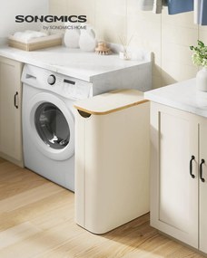 Úzky kôš na prádlo s viečkom, 65 L, krémovo biely