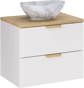 Závěsná skříňka Aster Pati s deskou a umyvadlem 60 cm bílá/dub cremona