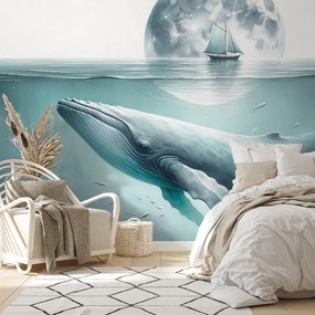 Tapeta veľryba pod mesačným svitom