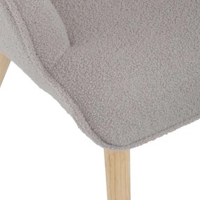 Relaxačné kreslo ušiak ROMEO II + taburet — masívne drevo, látka  bouclé, prírodná / sivá
