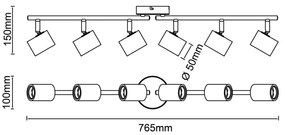 Brilliant - Bodové svietidlo KERRY 6xE27/40W/230V čierna/bambus