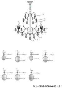 Biely krištáľ luster do obývačky 70*70