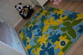 Detský koberec Kids Motýle modrý C429