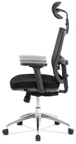 Kancelárska ergonomická stolička LEON — sieť/látka, čierna