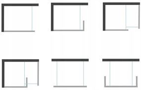 Mexen Kioto sprchová zástena WALK-IN 8mm, 140x200 cm, sklo šedé (grafit), 800-140-000-00-40