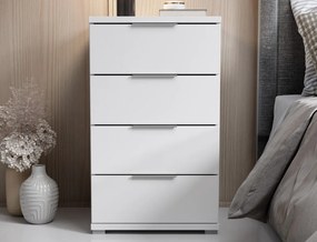 Nočný stolík/skrinka so 4 zásuvkami Smilla, výška 79 cm, biely