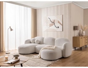 Krémovobiela rohová pohovka z textílie buklé (do tvaru "U") Orbit – Ropez
