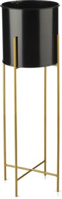 KOVOVÝ KVETINÁČ SO STOJANOM GLAMOUR 75X24 CM ČIERNA/ZLATÁ