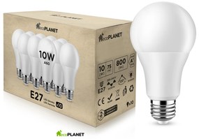 10x LED žiarovka - ecoPLANET - E27 - 10W - 800Lm - neutrálna biela